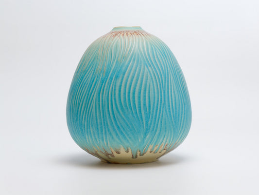 碧彩クシ目壷｜青山鉄郎