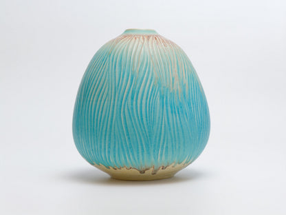 碧彩クシ目壷｜青山鉄郎