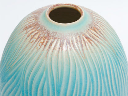 碧彩クシ目壷｜青山鉄郎